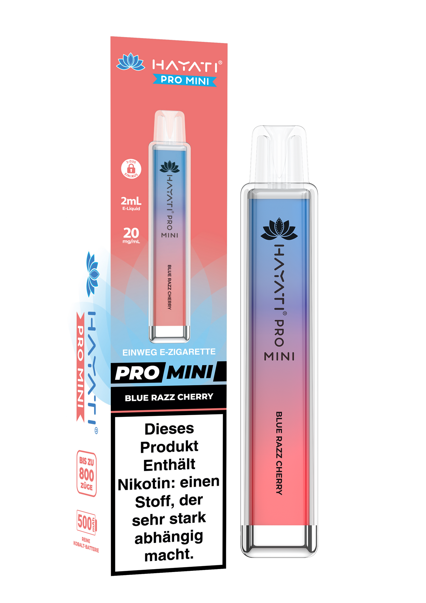 Hayati Pro Mini - 800 Züge - Blue Razz Cherry