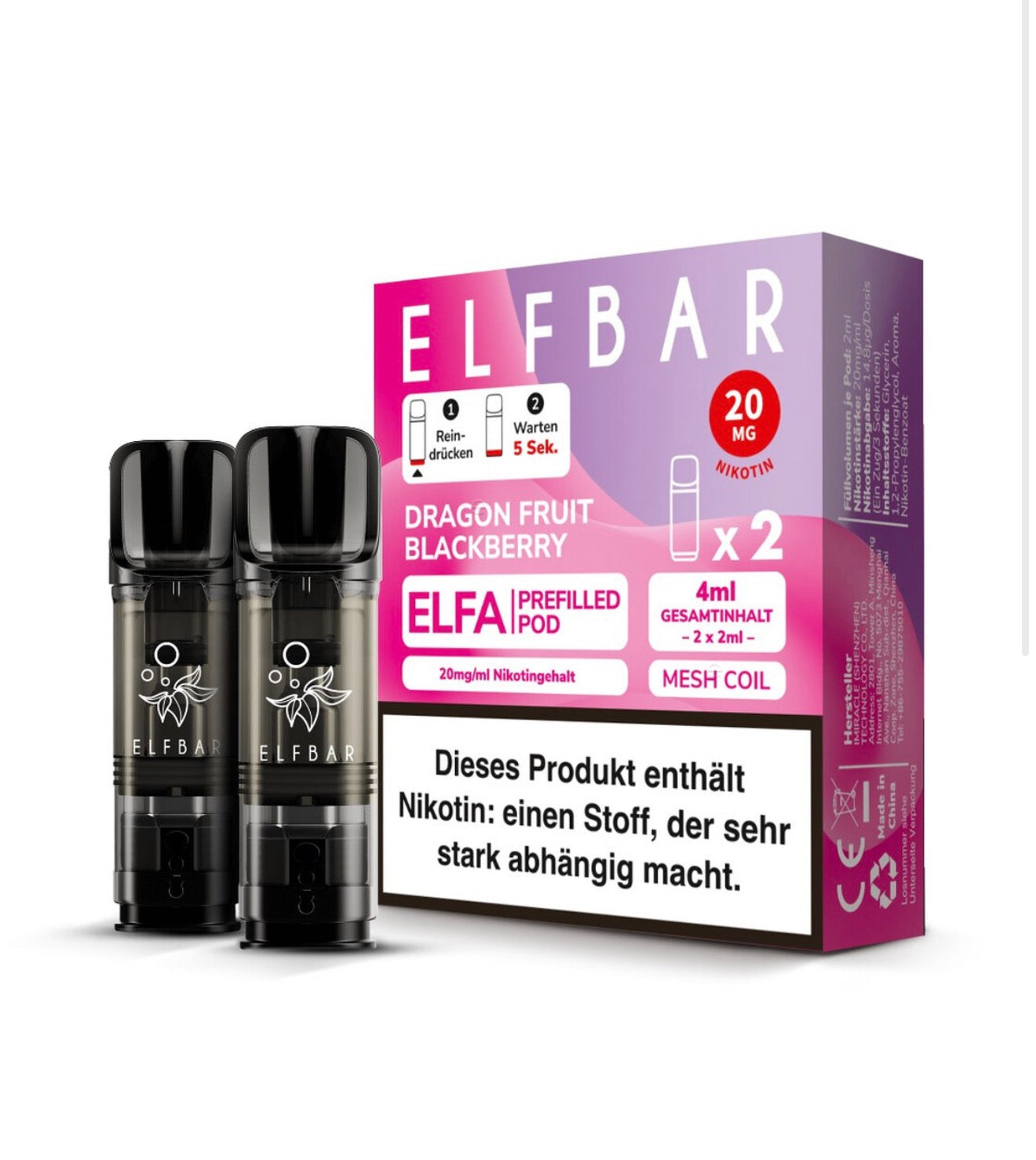 Elfbar ELFA Prefilled Pod - Dragon Fruit Blackberry