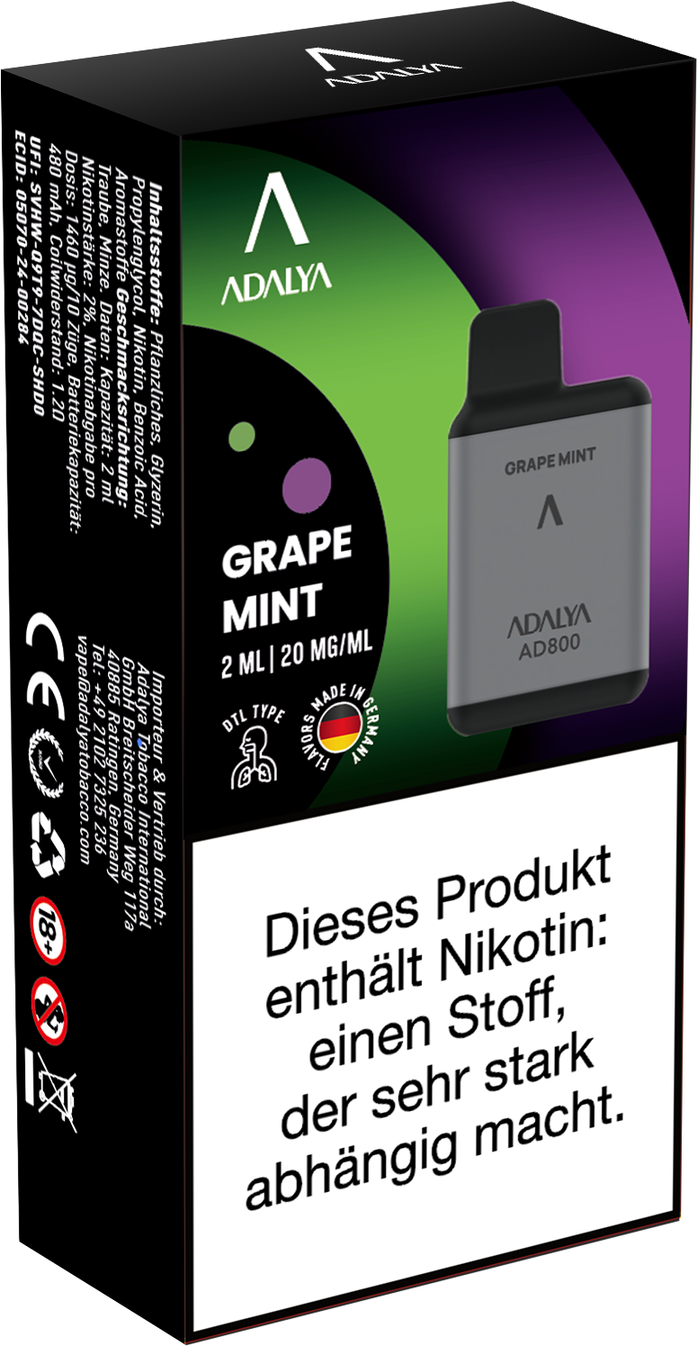 Adalya AD800 Einweg Vape - Grape Mint