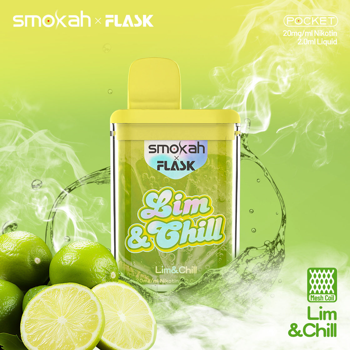 Smokah x Flask Pocket - 20mg Nikotin - Lim & Chill