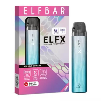 Elfbar ELFX Pod System - Starter Kit - 1000mAh Silver Blue