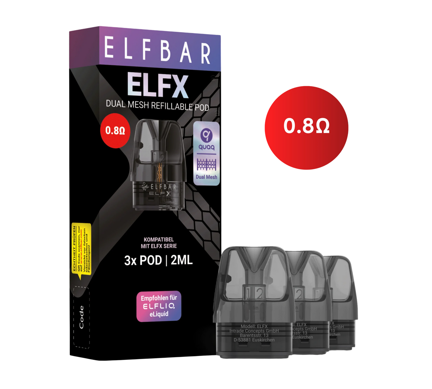 ELFX Refillable Pod – 0.8 Ω 3er