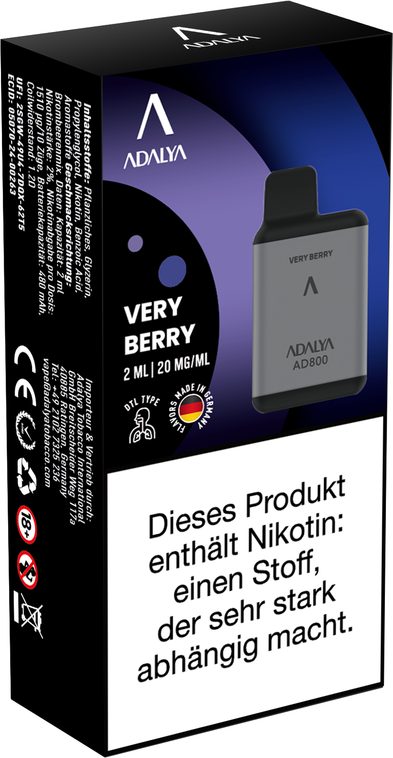 Adalya AD800 Einweg Vape - Very Berry