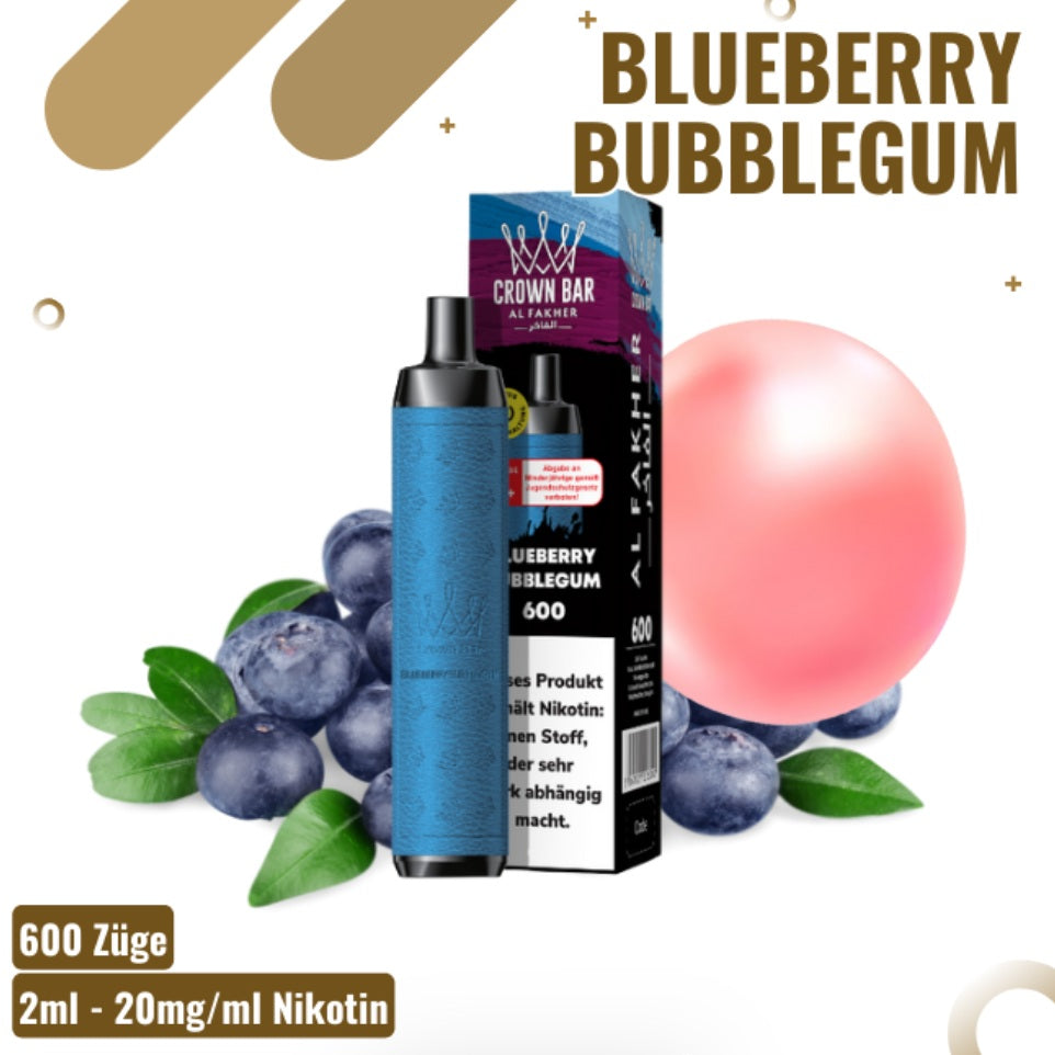 Al Fakher Crown Bar - 600 Züge - Blueberry Bubblegum