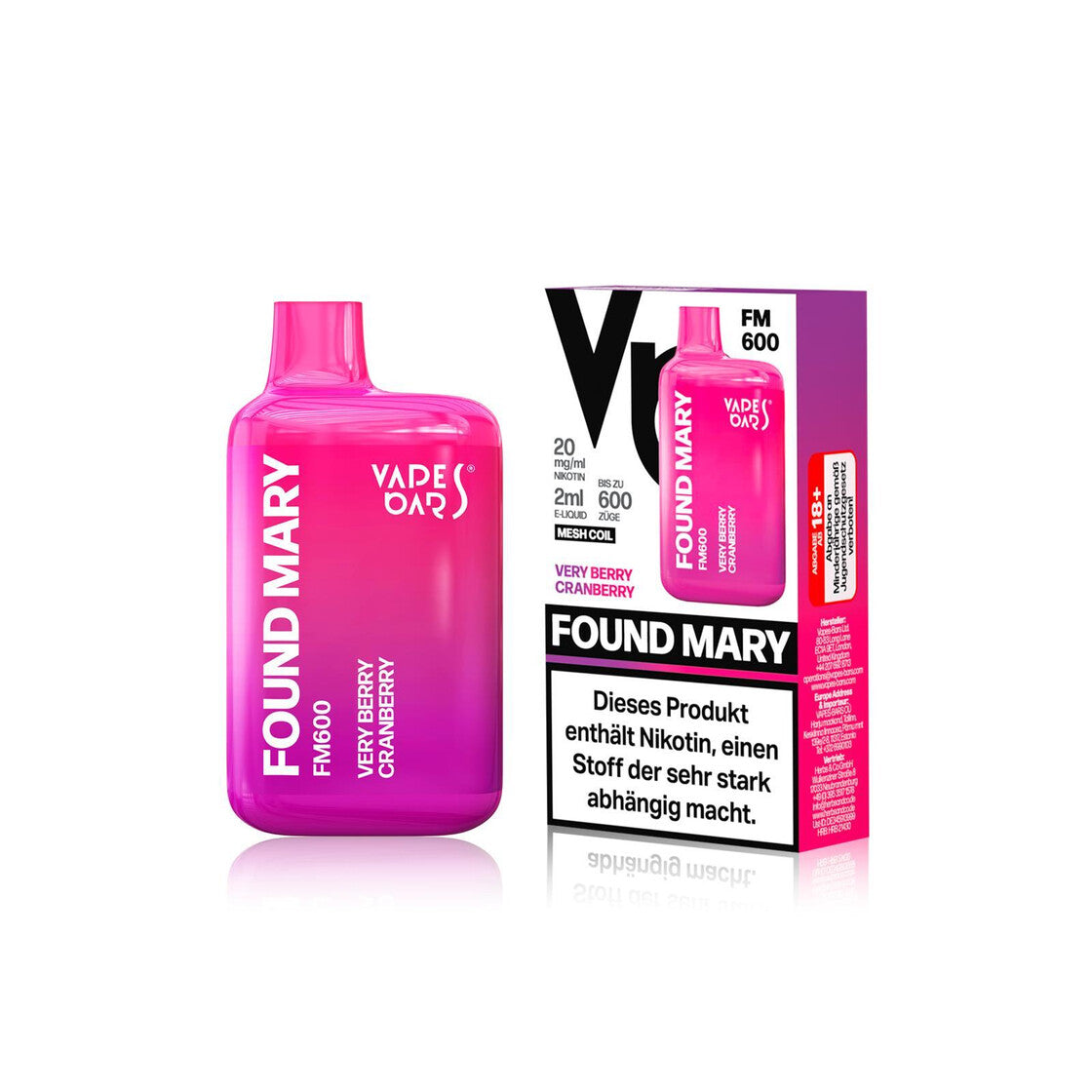 Vapes Bars® Found Mary FM600 - Very Berry Cranberry 20mg/ml)