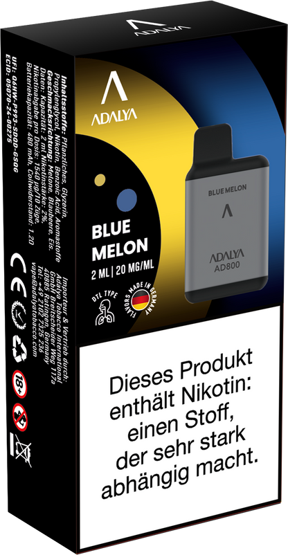 Adalya AD800 Einweg Vape - Blue Melon