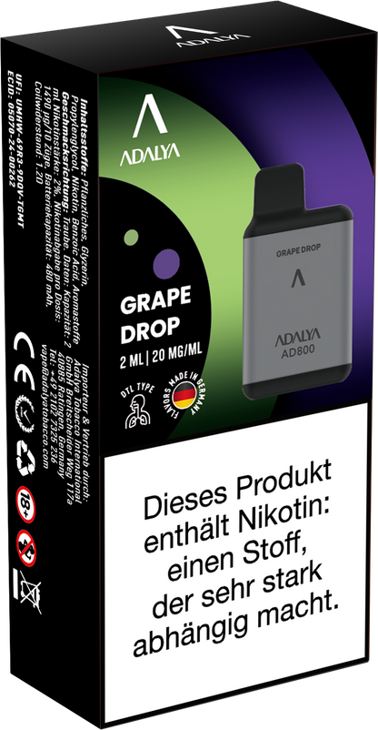 Adalya AD800 Einweg Vape - Grape Drop