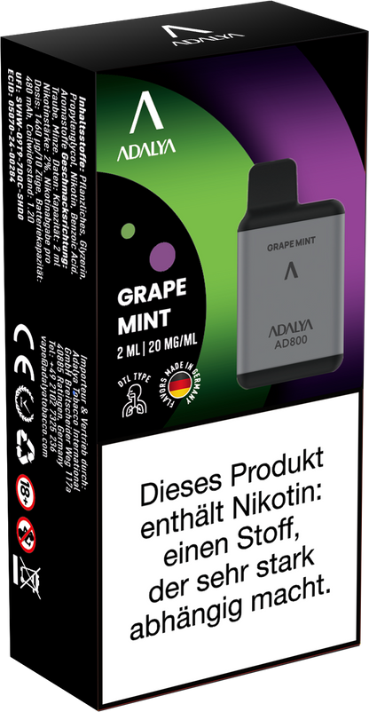 Adalya AD800 Einweg Vape - Grape Mint