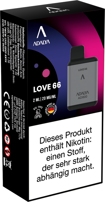Adalya AD800 Einweg Vape - Love66