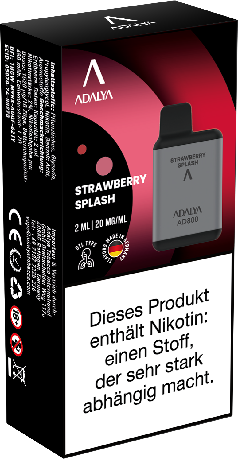Adalya AD800 Einweg Vape - Strawberry Splash