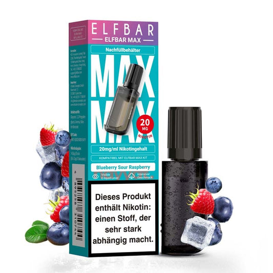 Elfbar Max Pods - 10ml Nicsalt - Blueberry Sour Raspberry