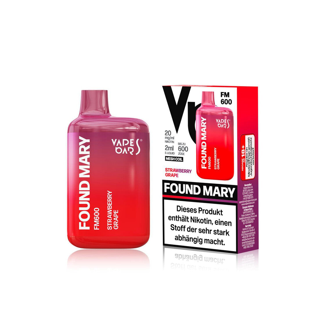 Vapes Bars® Found Mary FM600 - Strawberry Grape 20mg/ml