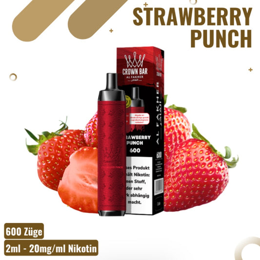 Al Fakher Crown Bar - 600 Züge - Strawberry Punch