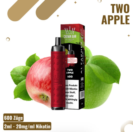 Al Fakher Crown Bar - 600 Züge - Two Apple